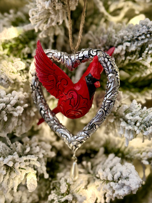 JIM SHORE HWC - CARING CARDINAL HEART HANGING ORNAMENT 6015533