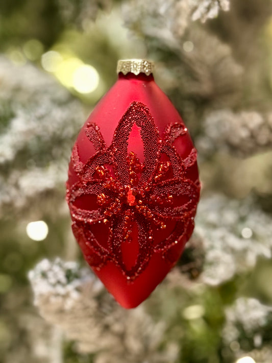 RED EMBELLISHED BEAD DROP BAUBLE EXR015