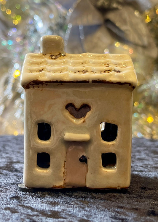 STONEWARE VILLAGE TEALIGHT HOUSE - LITTLE BEIGE HOUSE LH066