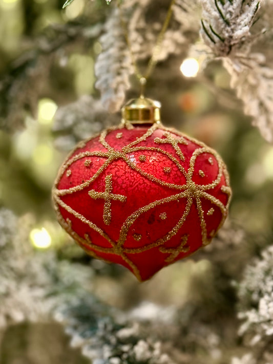 BURGUNDY EMBELLISHED ONION BAUBLE EXR033