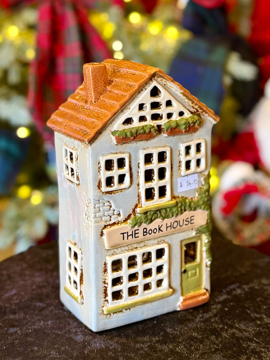 STONEWARE VILLAGE TEALIGHT HOUSE - THE BOOK HOUSE LH132