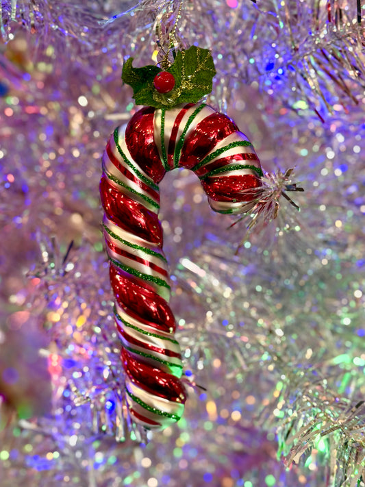 RETRO GLASS CANDY CANE ORNAMENT 4552852
