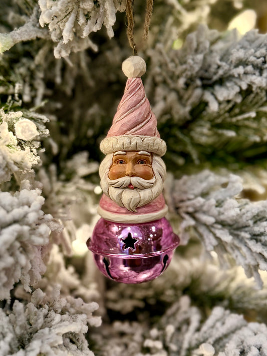 JIM SHORE HWC - HEARTWOOD SWEETS SANTA ON BELL HANGING ORNAMENT 6017021