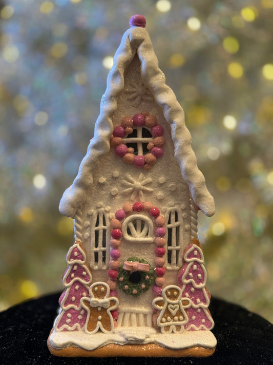 PINK WHITE ICED GINGRBREAD LED HOUSE 4516663