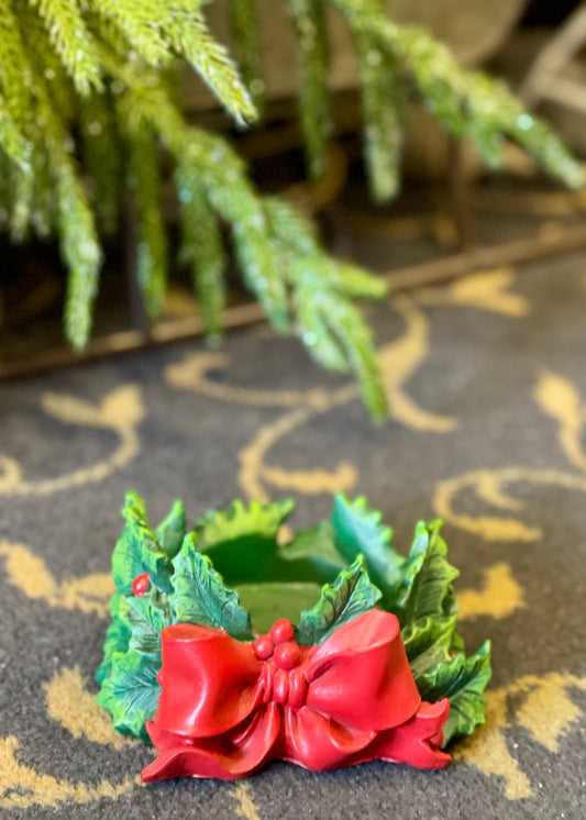 Holly Red Bow Candle Holder SXA908