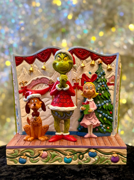 JIM SHORE GRINCH - GRINCH WITH MAXY AND CINDY LED 6017056