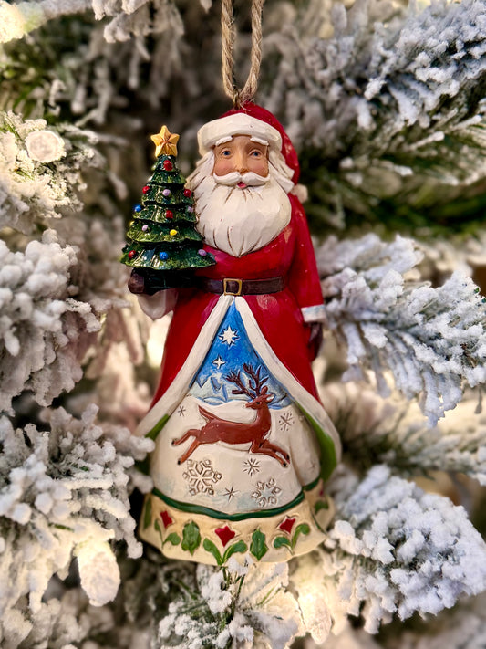 JIM SHORE HWC - SANTA WITH TREE HANGING ORNAMENT 6017046