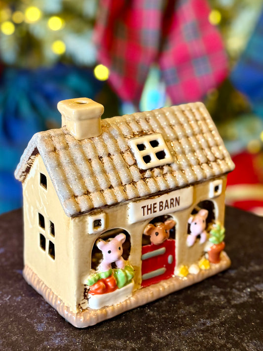 STONEWARE TEALIGHT HOUSE - THE BARN LH141