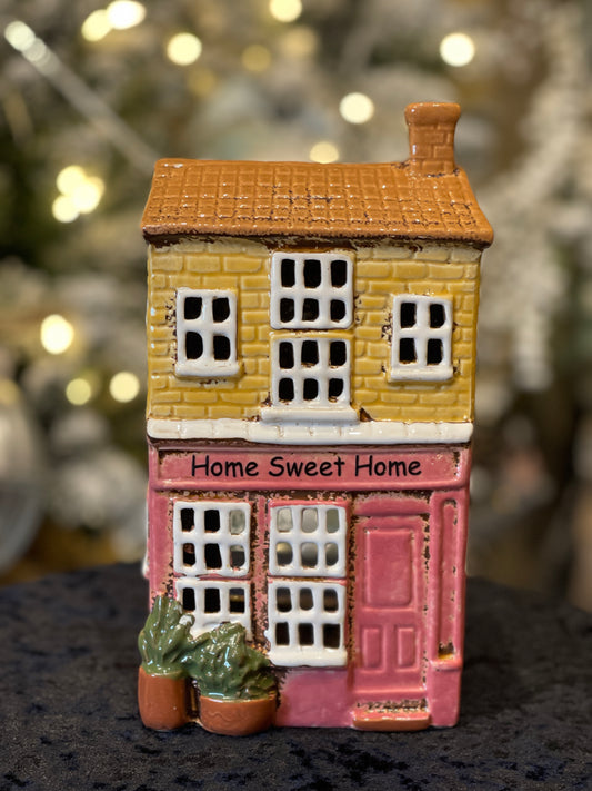 STONEWARE VILLAGE TEA LIGHT HOUSE - HOME SWEET HOME HOUSE LH111