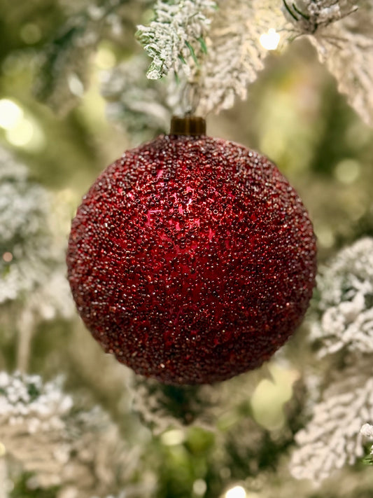 10 CM BURGUNDY CAVIAR BAUBLE EXE103