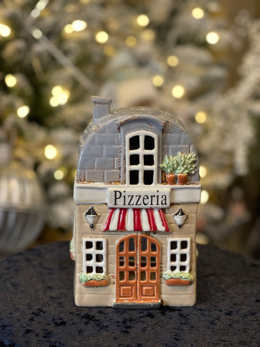 STONEWARE VILLAGE TEALIGHT HOUSE - PIZZERIA LH112