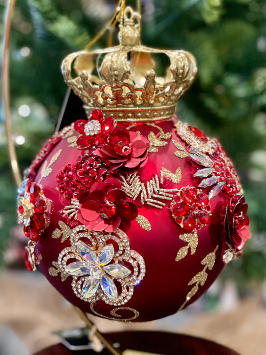 MARK ROBERTS CROWN JEWELS ORNAMENT - RED 7 INCH ROUND 36-54278