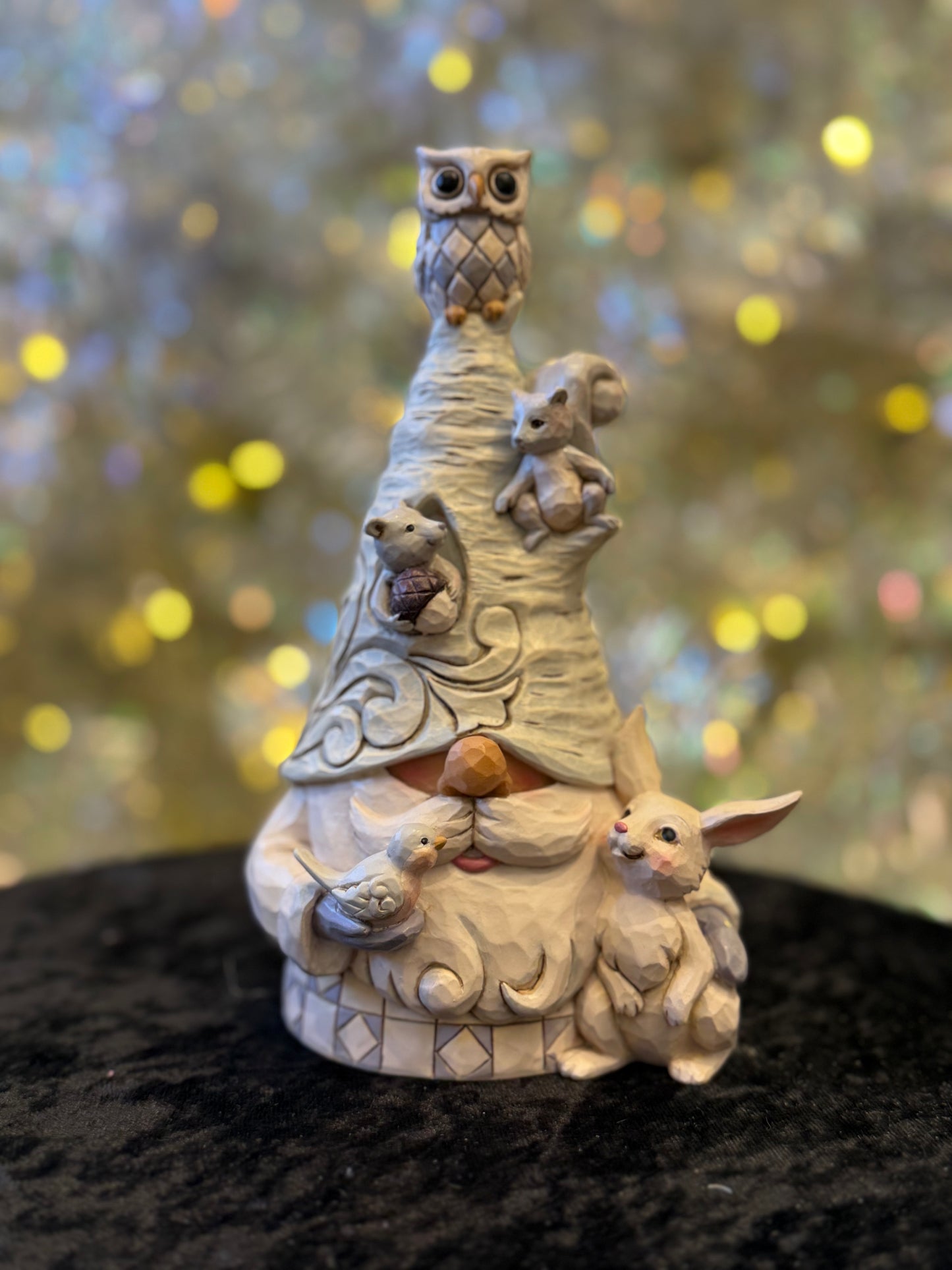 JIM SHORE HWC WHITE WOODLAND GNOME WITH ANIMALS 6017177