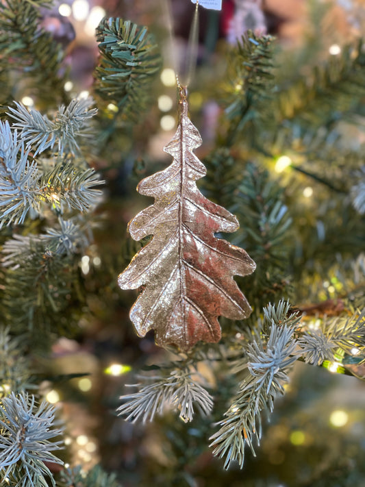 GOLD OAK LEAF HANGING ORNAMENT FCA095C