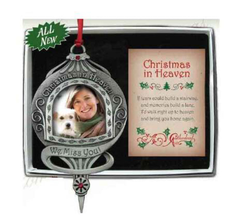 CHRISTMAS IN HEAVEN TEARDROP PHOTO MEMORY ORNANENT C0745