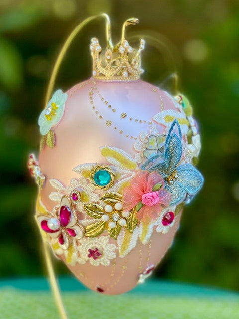MARK ROBERTS FABERGE EGG 7 INCH JEWEL PALE PINK ORNAMENT 36-44206