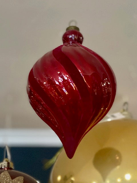 LARGE RED TWIRL DROP BAUBLE DXE020