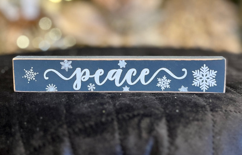 BLUE PEACE WOODEN LEDGE SIGN 35488