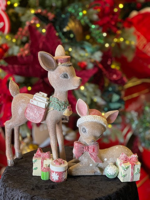 SET OF 2 VINTAGE STYLE FROSTED REINDEER 4519141