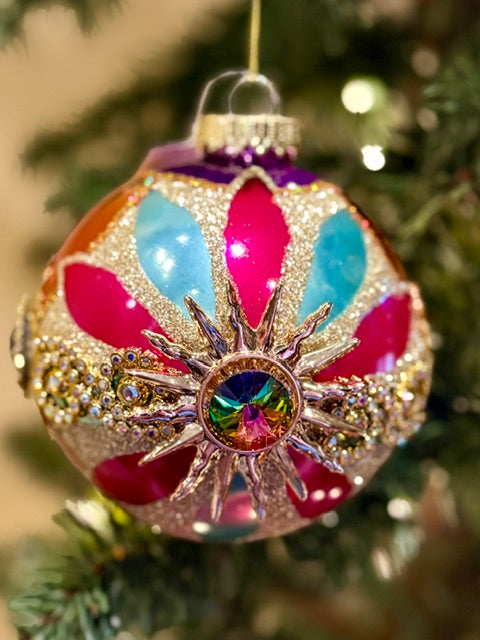 MARK ROBERTS - VENETIAN JEWELED SET OF 4 BOXED ORNAMENTS 36-61402