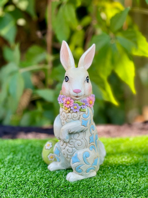 JIM SHORE HWC - EASTER BUNNY WITH FLORAL WREATH 6010278