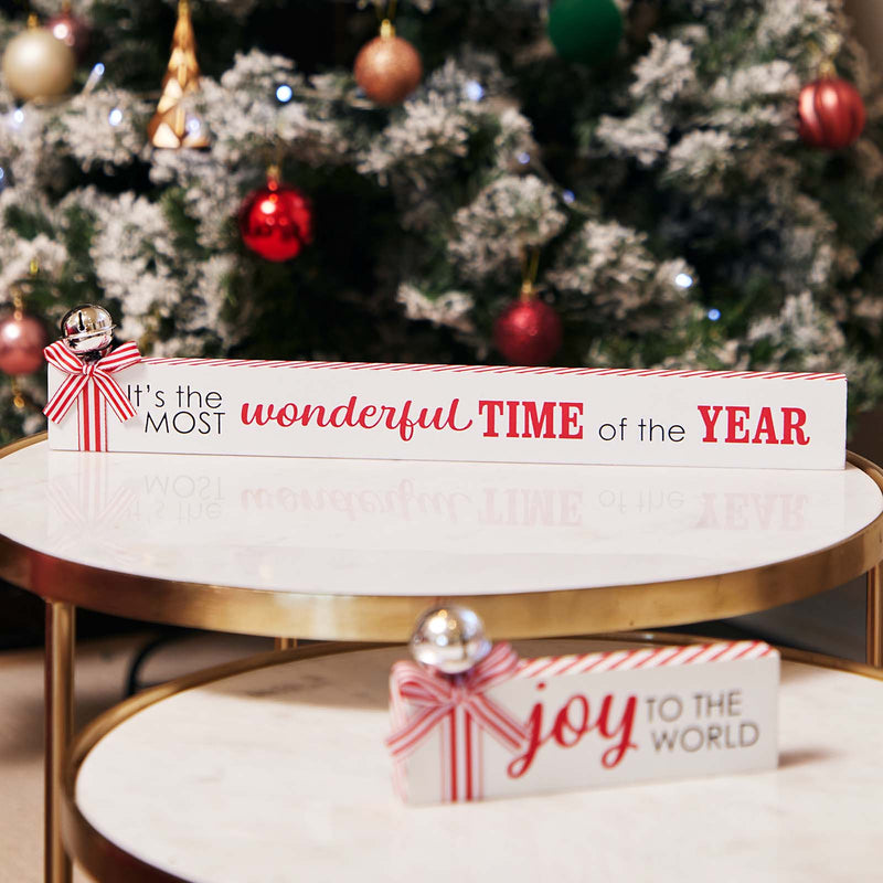 JOY TO THE WORLD WOOD BLOCK WITH BELL SIGN JX6318