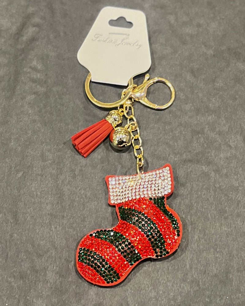 CHRISTMAS BLING STOCKING KEYRING