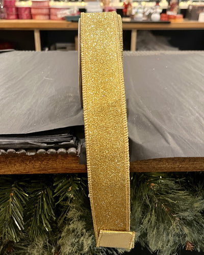 GOLD GLITTER 1.5 INCH WIRE EDGED RIBBON ROM102