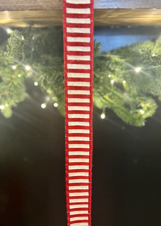 38mm Red White Stripe Ribbon 