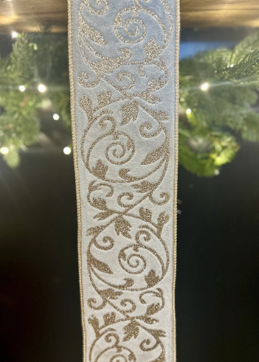 100mm Blue Versaille Ribbon SOM454