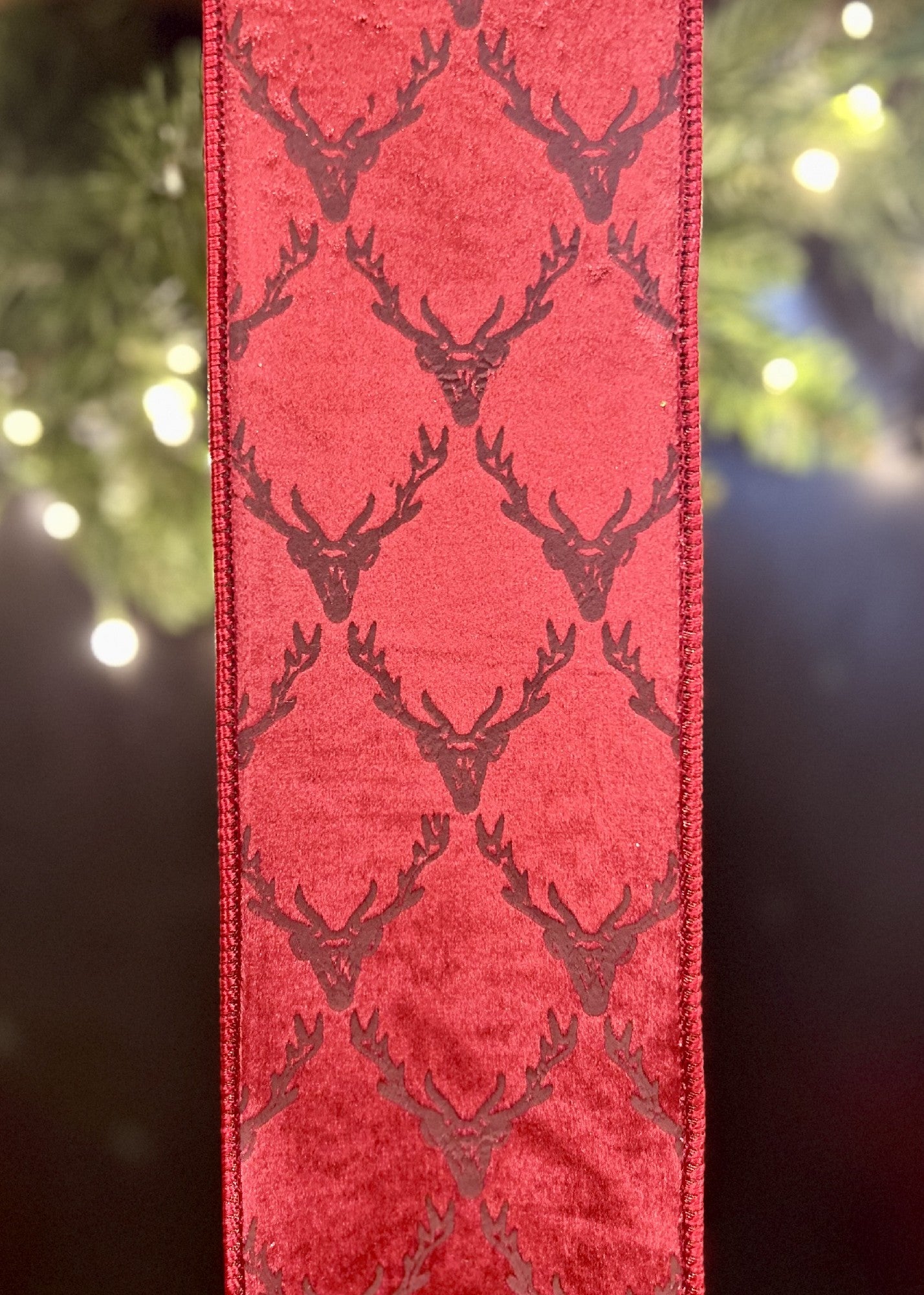 100mm Burgundy Deer Ribbon SOM421 – Making Spirits Bright