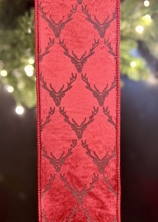 100mm Burgundy Deer Ribbon SOM421