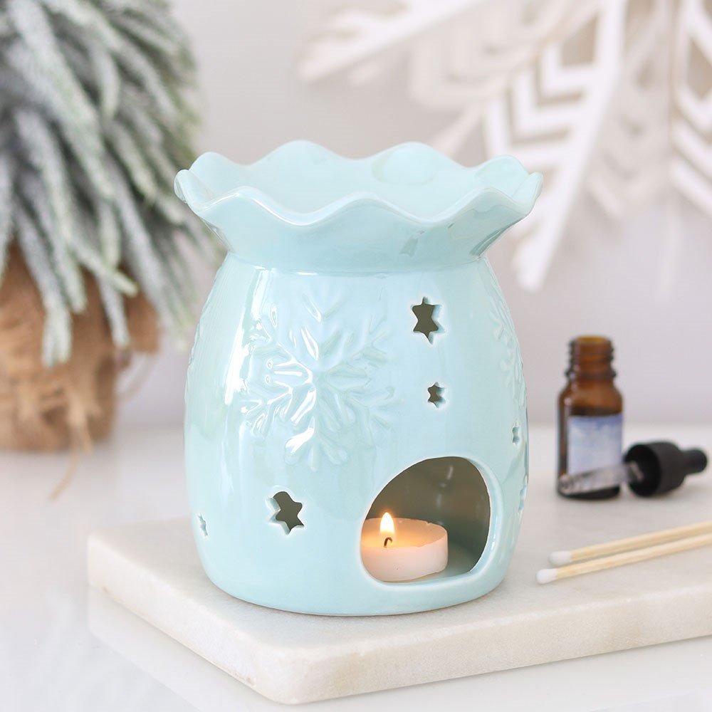 Iridescent Blue Snowflake Oil Burner and Wax Warmer SD45527