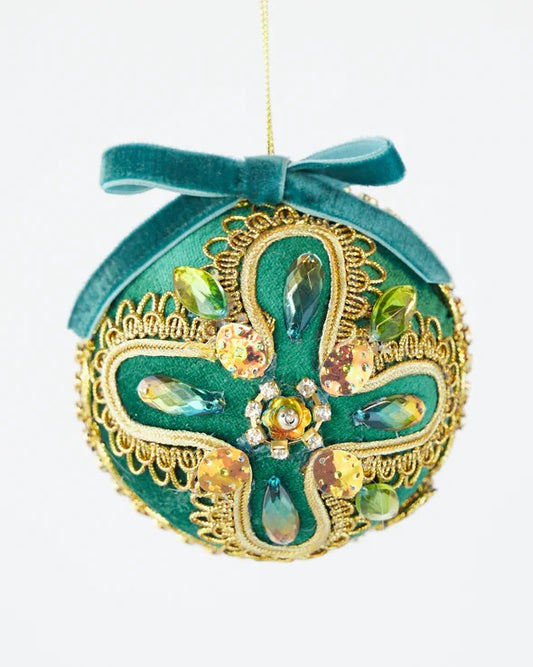 CROWN JEWEL GREEN/GOLD HANGING ORNAMENT X2822GRGO