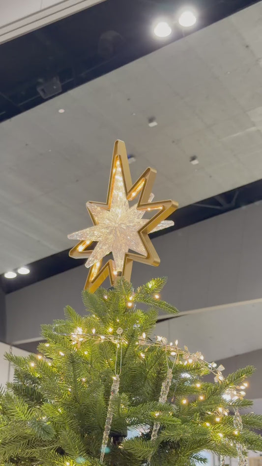 Radiant Rotating Star Tree Topper
