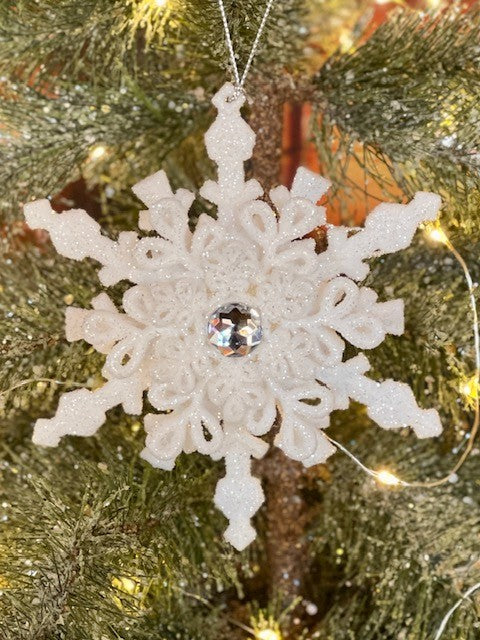 FROSTED WHITE SNOWFLAKE (A) HANGING ORNAMENT 4119044