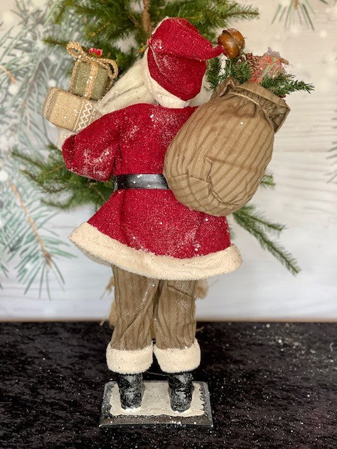 SNOWKISSED VINTAGE SANTA WITH GIFT X2307