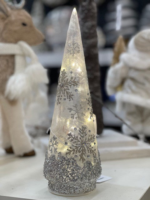 CLEAR LED TREE WITH GLITTER SNOWFLAKE DESIGN MEDIUM GQAM266